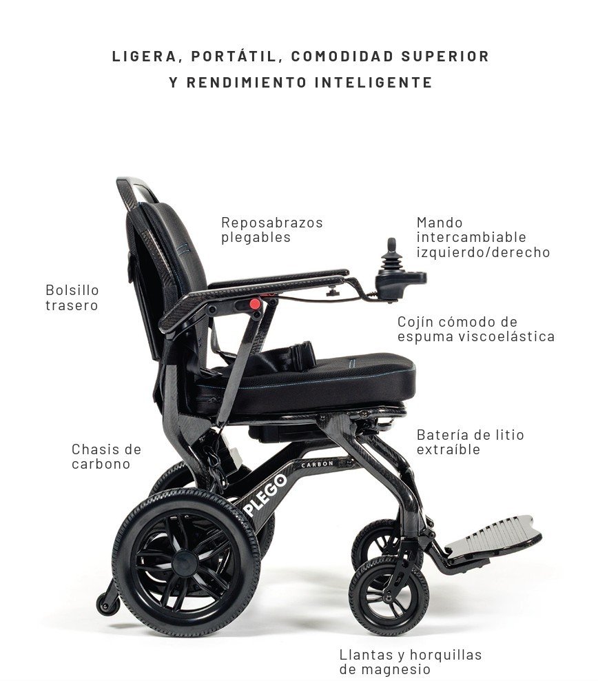 SILLA DE RUEDAS ELÉCTRICA LIGERA Y PLEGABLE Plego Carbon - Imagen 4